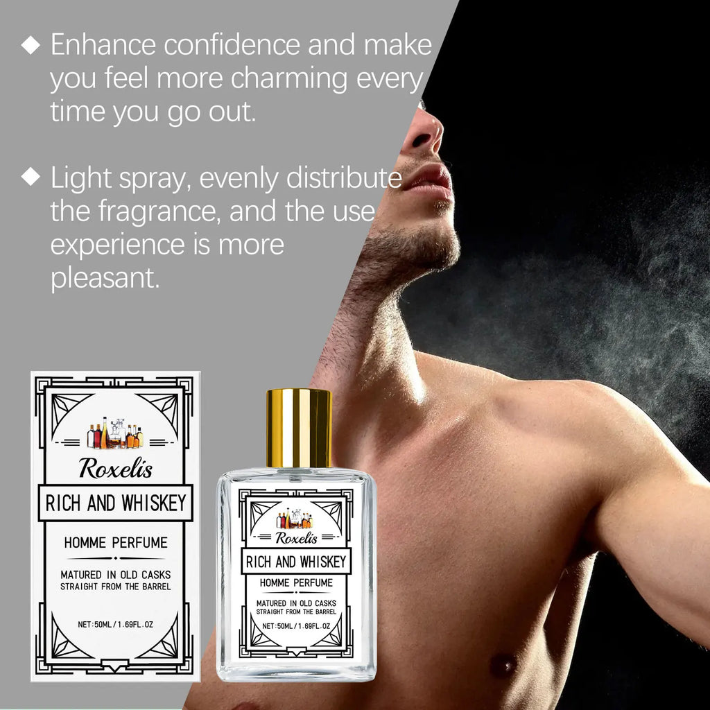 Profumo al Whisky Roxelis Trasuda Eleganza Fascino Duraturo Aumenta la Fiducia Fragranza Leggera Spray Profumato per Uomo 50ml