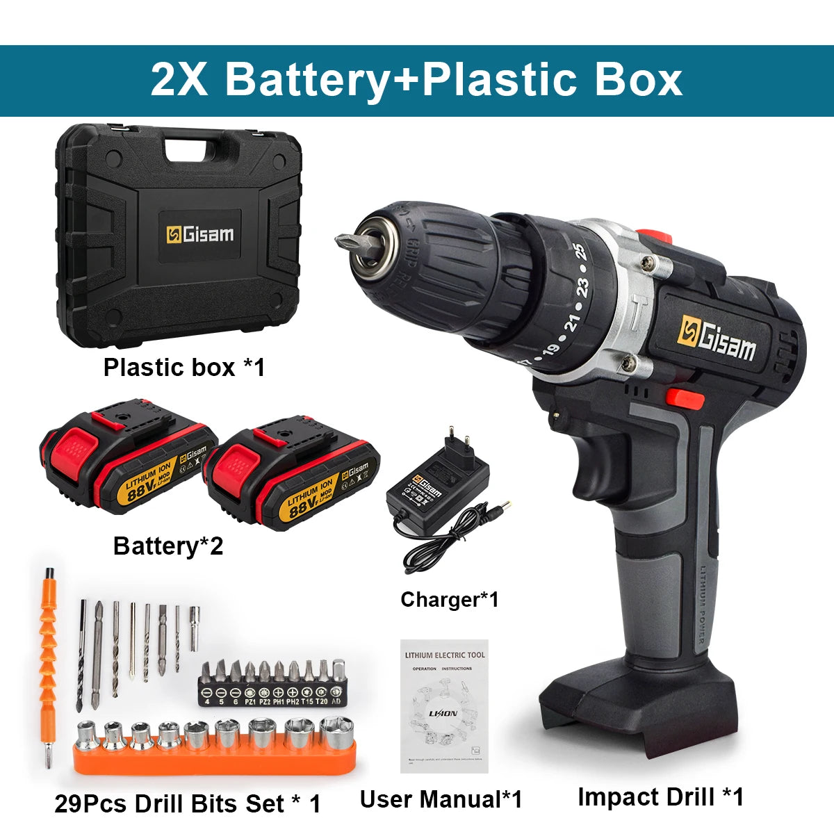 Trapano a percussione senza fili da 21V Avvitatore elettrico Trapano a percussione elettrico Mini trapano a mano senza fili Utensili elettrici con batteria agli ioni di litio