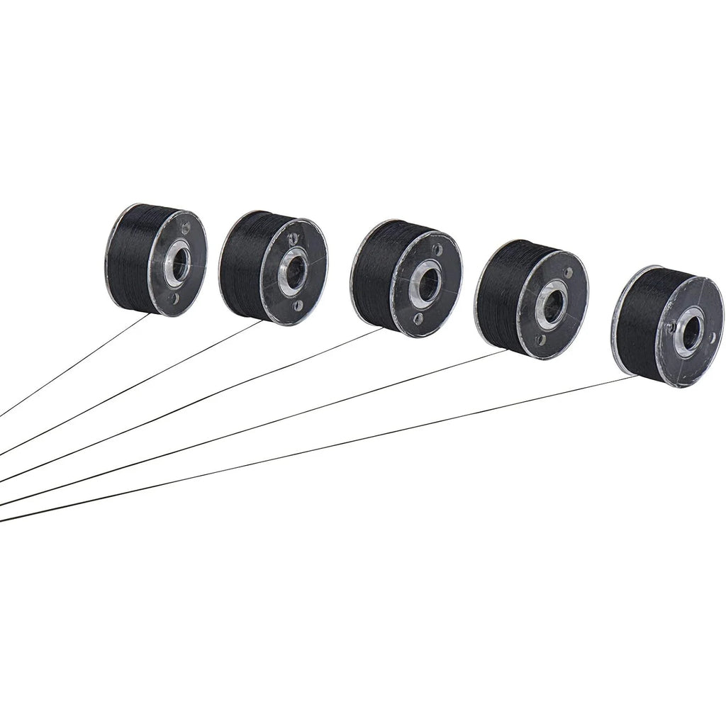 Simthread Set 144 Bobine Preavvolte con Lati in Plastica Filo da 60wt Taglia A Taglia L Bianco e Nero per Macchine da Ricamo e Cucito