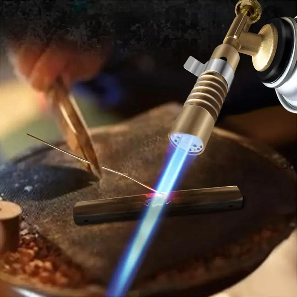 Saldatore Portatile a Gas Cannello da Cucina Bruciatore a Gas Portatile Torcia Fiamma Butano per Saldatura ad Alta Temperatura Accendino a Gas Torcia da Campeggio Esterno BBQ Gas