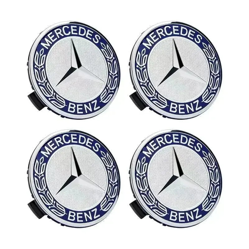 4 Pieces/Set Mercedes Benz AMG Wheel Center Hub Caps 75mm Diameter with Embossed Benz Emblem Tire Rim Covers for W203 W206 W220