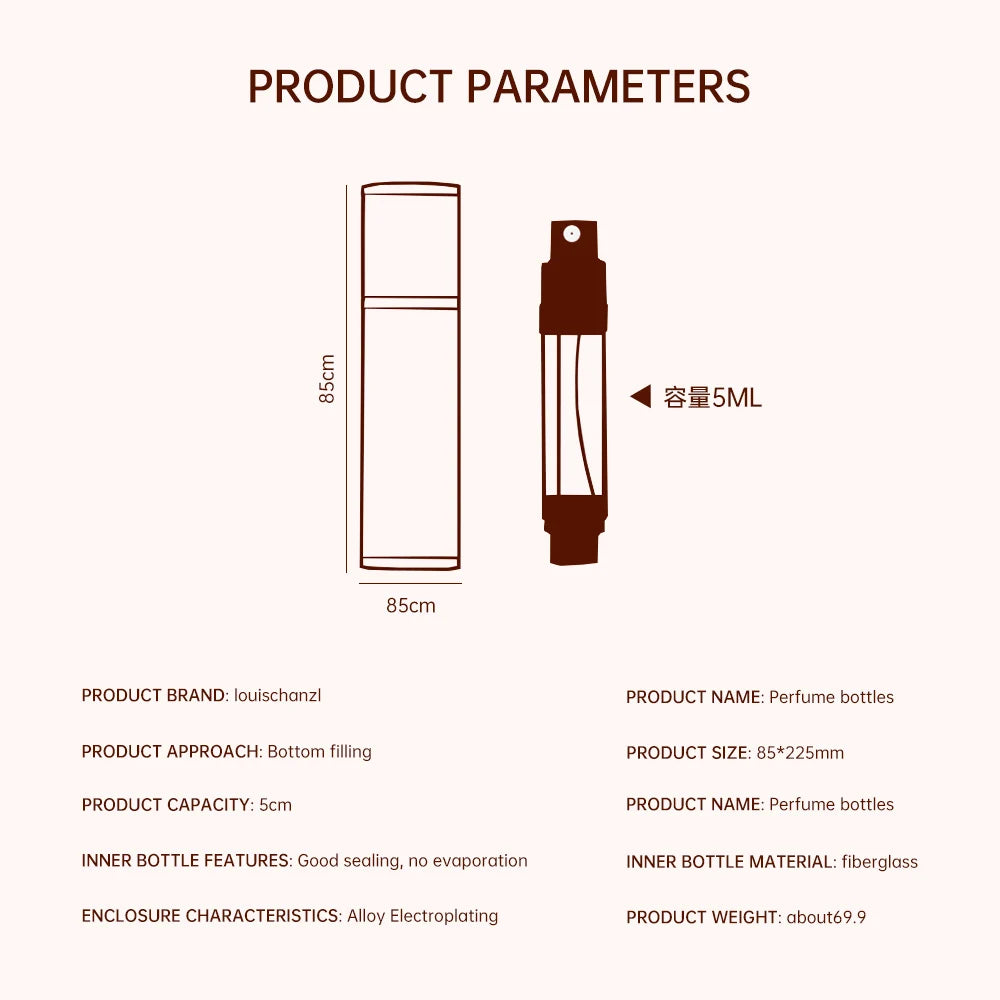 Louischanzl magneet Parfum Verstuiver Draagbare lederen Verstuiver voor aan boord Strakke afdichting Reizen Parfum Spray cadeau 5ml