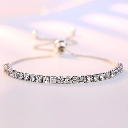 Bracciale Argento Sterling 925 Amore Elegante Zircone Tennis Catena di Cristallo per Donne Moda Nobile Fidanzamento Matrimonio Glamour