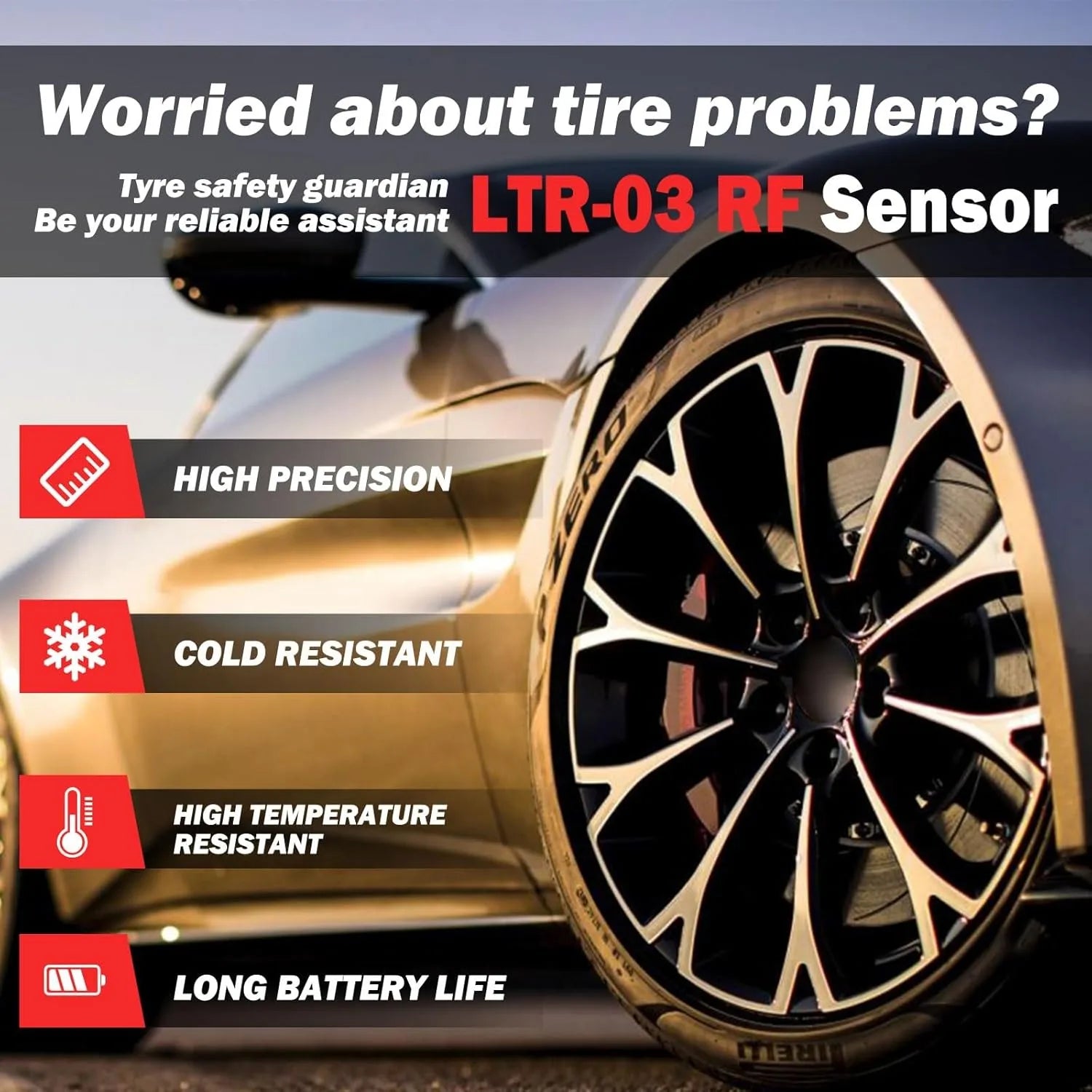 LAUNCH LTR-03 TPMS Sensor 315MHz/433MHz Dual Frequency Screw-in Metal Valve Tire Pressure Monitor System Programmable