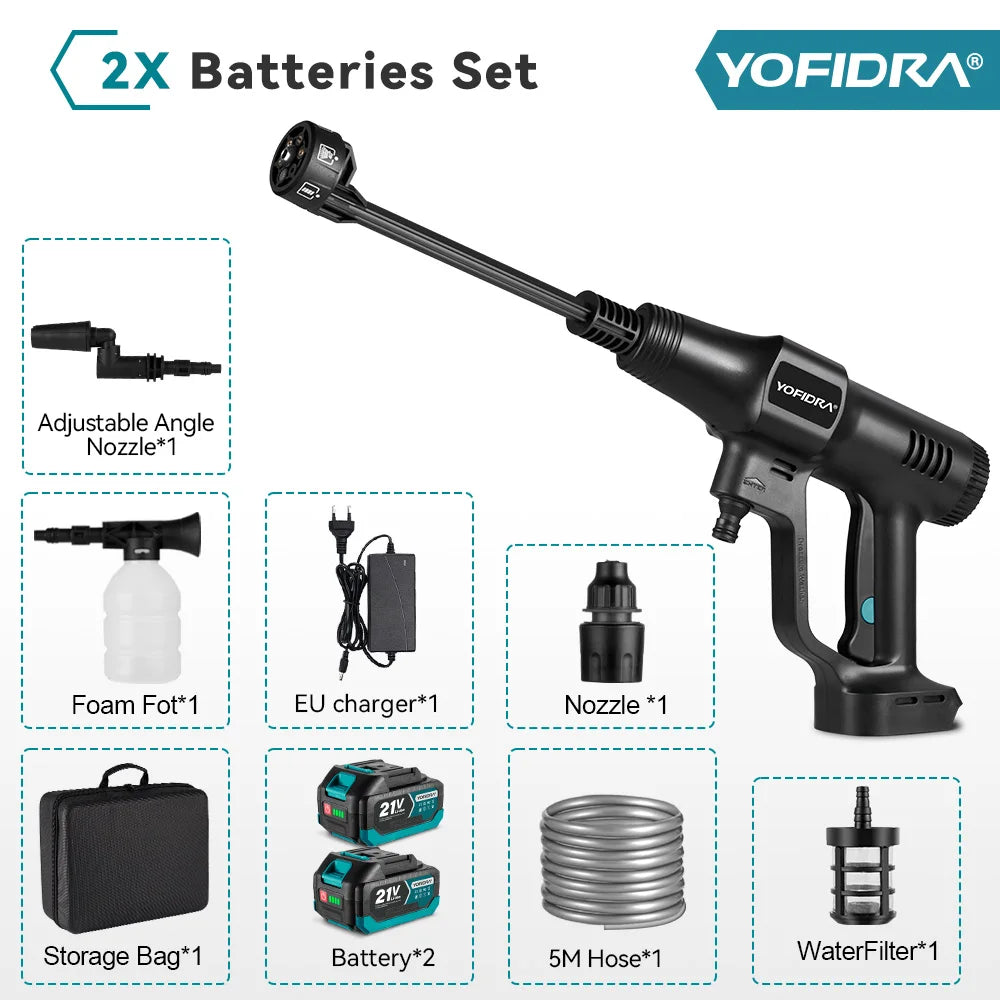 YOFIDRA 200Bar Pistola Idropulitrice Per Auto Senza Spazzole Ad Alta Pressione Con Secchio Pistola a Spruzzo Elettrica Per Giardino Per Batteria Makita 21V Pin