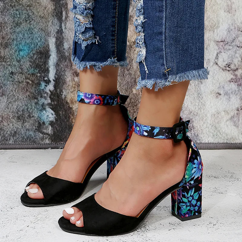 Scarpe da Donna di Moda Gialle con Fiori in Flanella Colore Tacco Alto Sandali da Donna Décolleté Punta Aperta Cinturino alla Caviglia Plateau Scarpe Estate 2023
