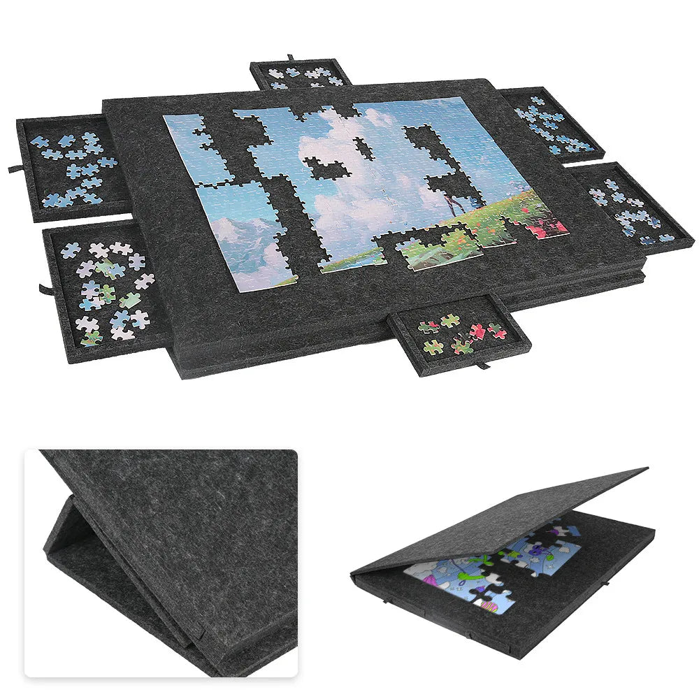 Tavola da puzzle 6 in 1 con 6 cassetti scorrevoli per riporre e smistare comodamente i pezzi del puzzle per l'istruzione e la conservazione dei puzzle dei bambini