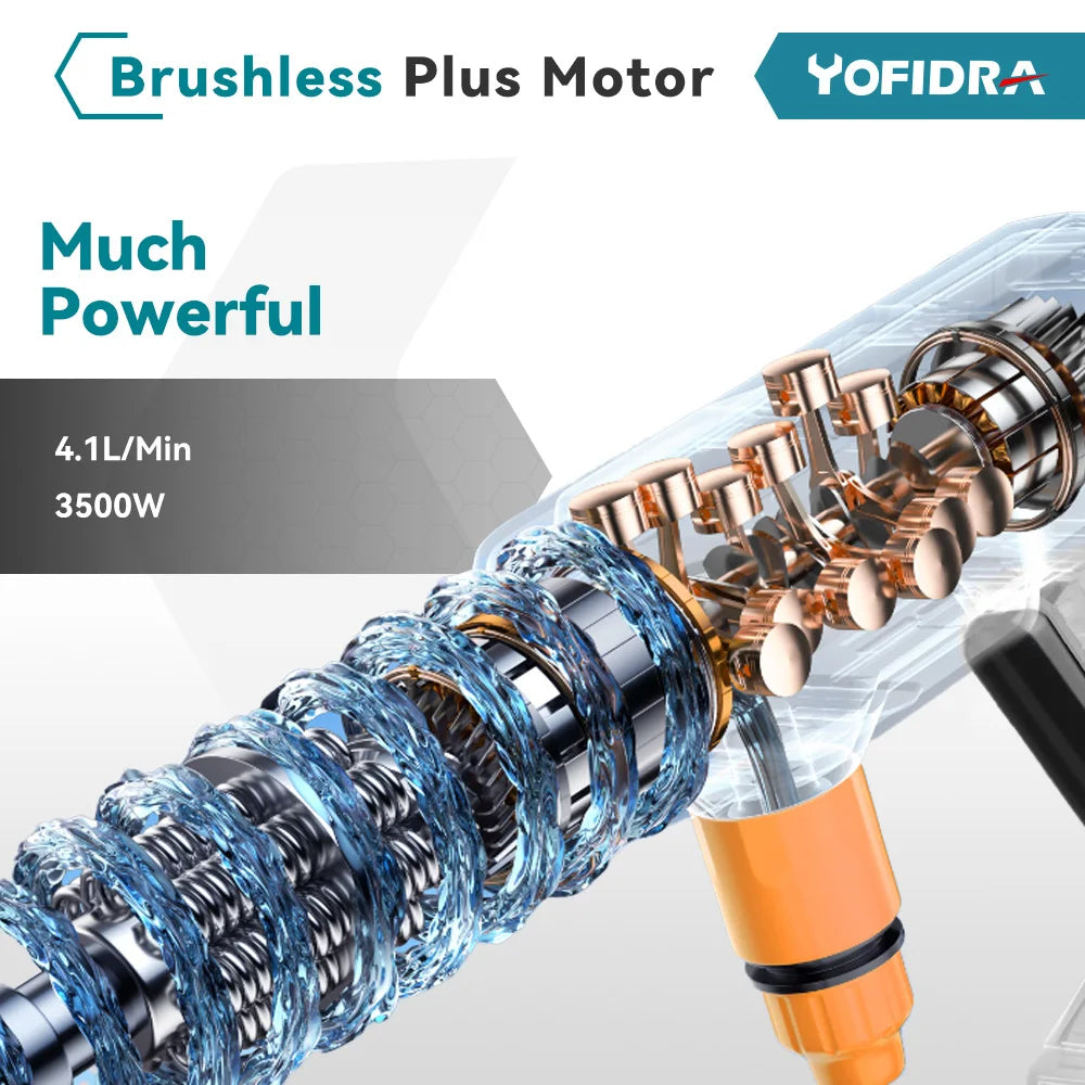 YOFIDRA 200Bar Pistola a Spruzzo Elettrica ad Alta Pressione Senza Spazzole 3500W 6IN1 Idropulitrice per Auto Attrezzo da Giardino Per Batteria Makita