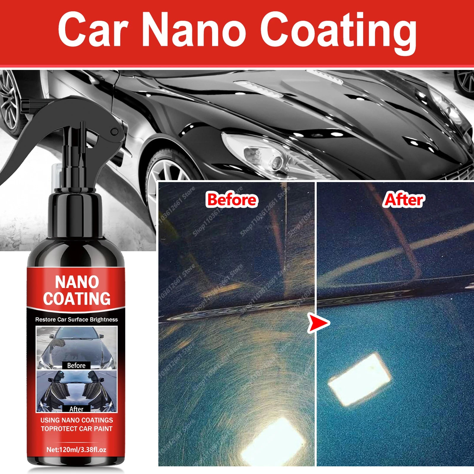 Graphene Nano Ceramic Car Coating Kit - Universal Professional Car Beauty, High Gloss Car Paint Protection, Long-Lasting Gloss