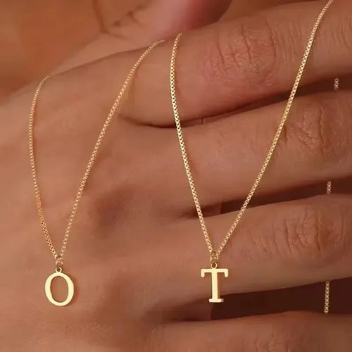Collana con pendente in acciaio inossidabile placcato oro con lettere dell'alfabeto dalla A alla Z per donna, collane con iniziale a catena e girocollo, gioielli
