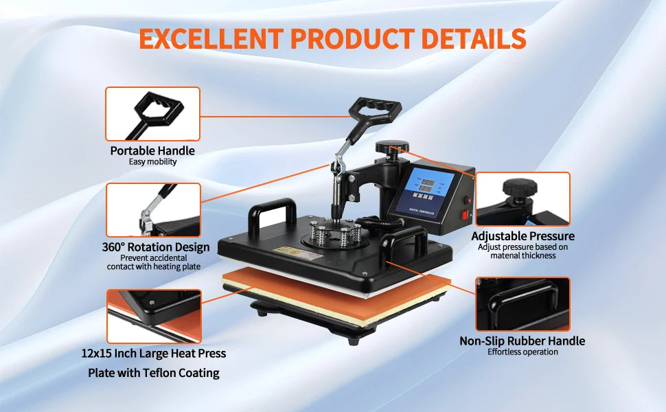12*15 INCH 8-in-1 Combo Hittepers Machine Sublimatie Printer 2D Hitte Transfer Machine voor Pet Mok Bord T-shirts CE Goedgekeurd