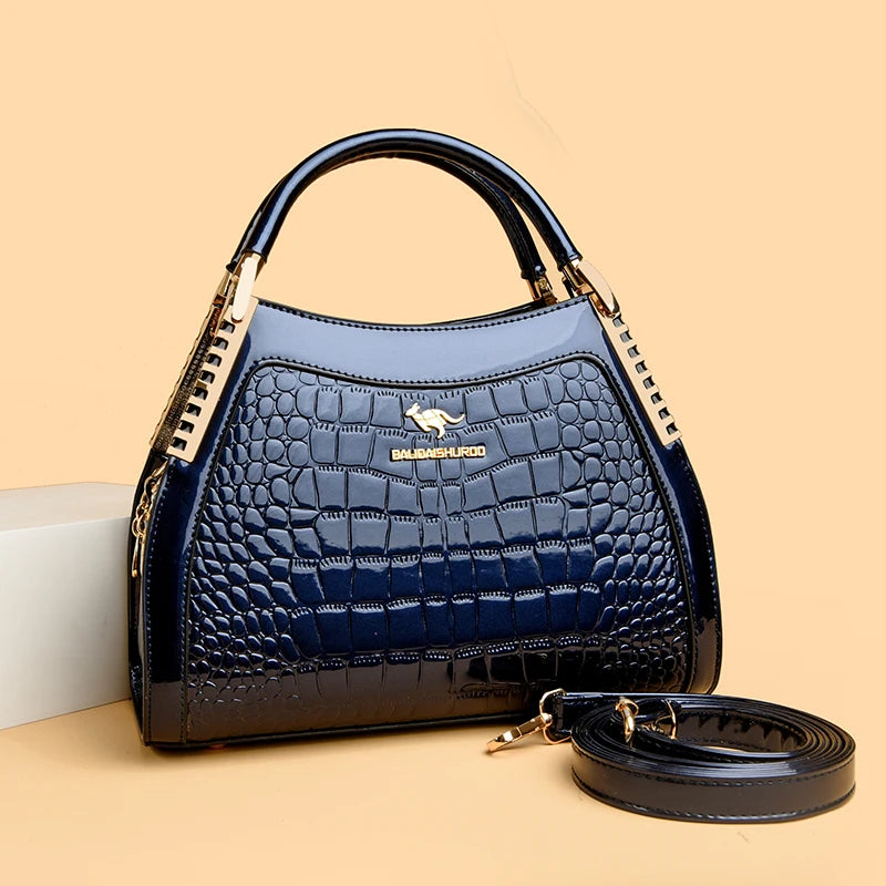 Borsa a tracolla da donna in pelle verniciata di alta qualità a tre strati Borsa a tracolla di lusso firmata casual Borsa a mano di grande capacità