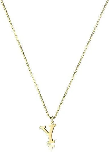 Collana con pendente in acciaio inossidabile placcato oro con lettere dell'alfabeto dalla A alla Z per donna, collane con iniziale a catena e girocollo, gioielli