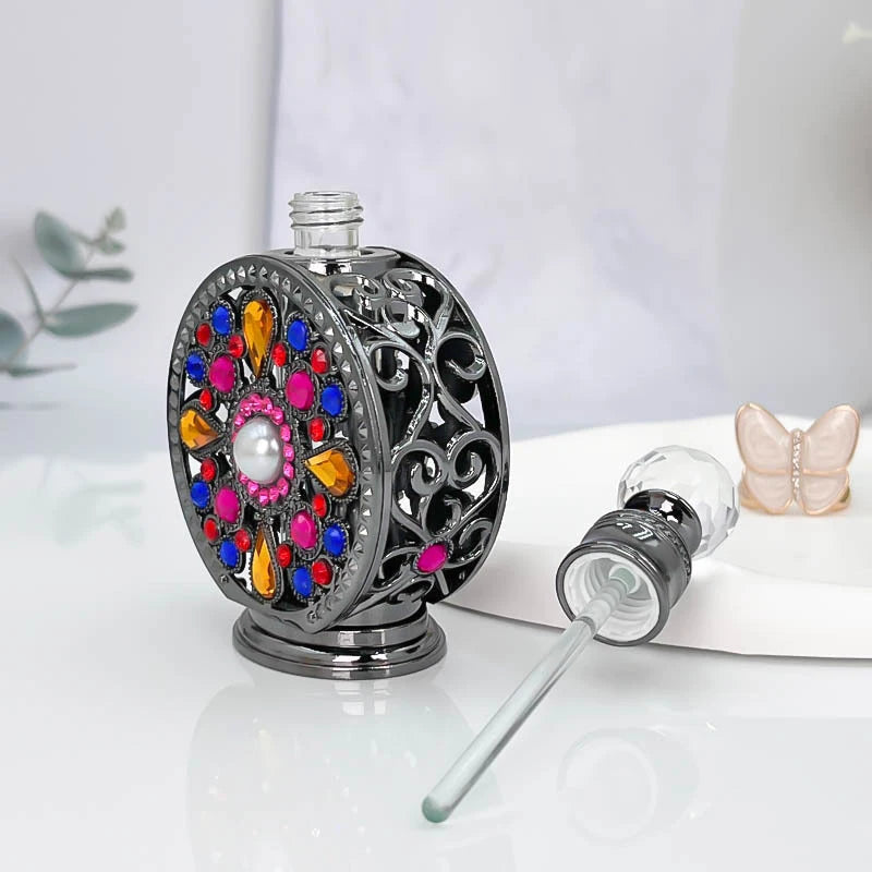 12ML Parfumflesje Metaal Leeg Flesje Essentiële Olie Parfum Dispenser Glazen Fles Luxe Geschenken Reizen Draagbaar Parfumflesje