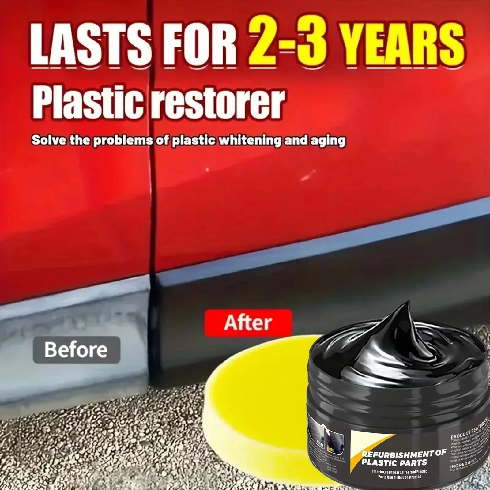 B1257 Car Interior Plastic Leather Scratch Repair Paste Auto Polishing Wax Repair Anti-Aging Paste Tires Seats Steering Wheel