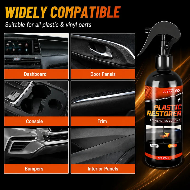Car Plastic Restorer Leather Rubber Restore Back To Black Gloss Plastic Renovator Longlasting Coating Wax Polish Cleaning Liquid