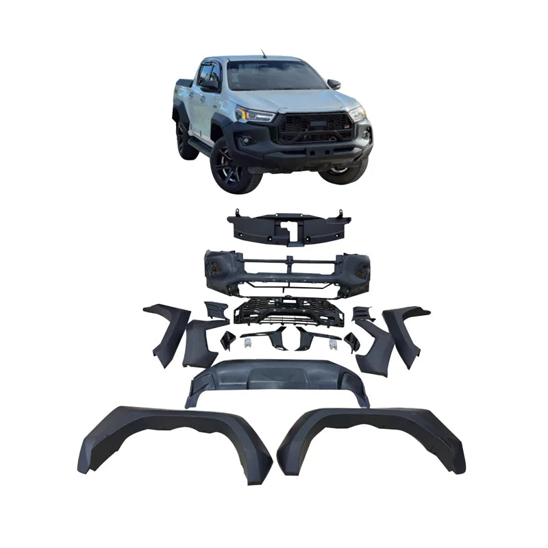 For TOYOTA HILUX 2015 CHANGE To 2023 TOYOTA REVO GR TYPE BODY KIT Parts Front Car Bumpers ABS Grille Black Body Kits