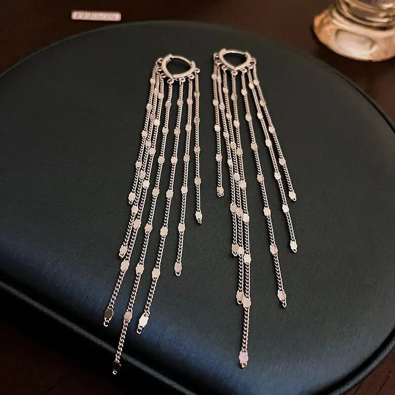 Lange Kwast Strass Kettingen Oorlijn Druppel Oorbellen voor Vrouwen Goudkleurige Delicate Hangoorbellen Hangende Hanger Mode Sieraden