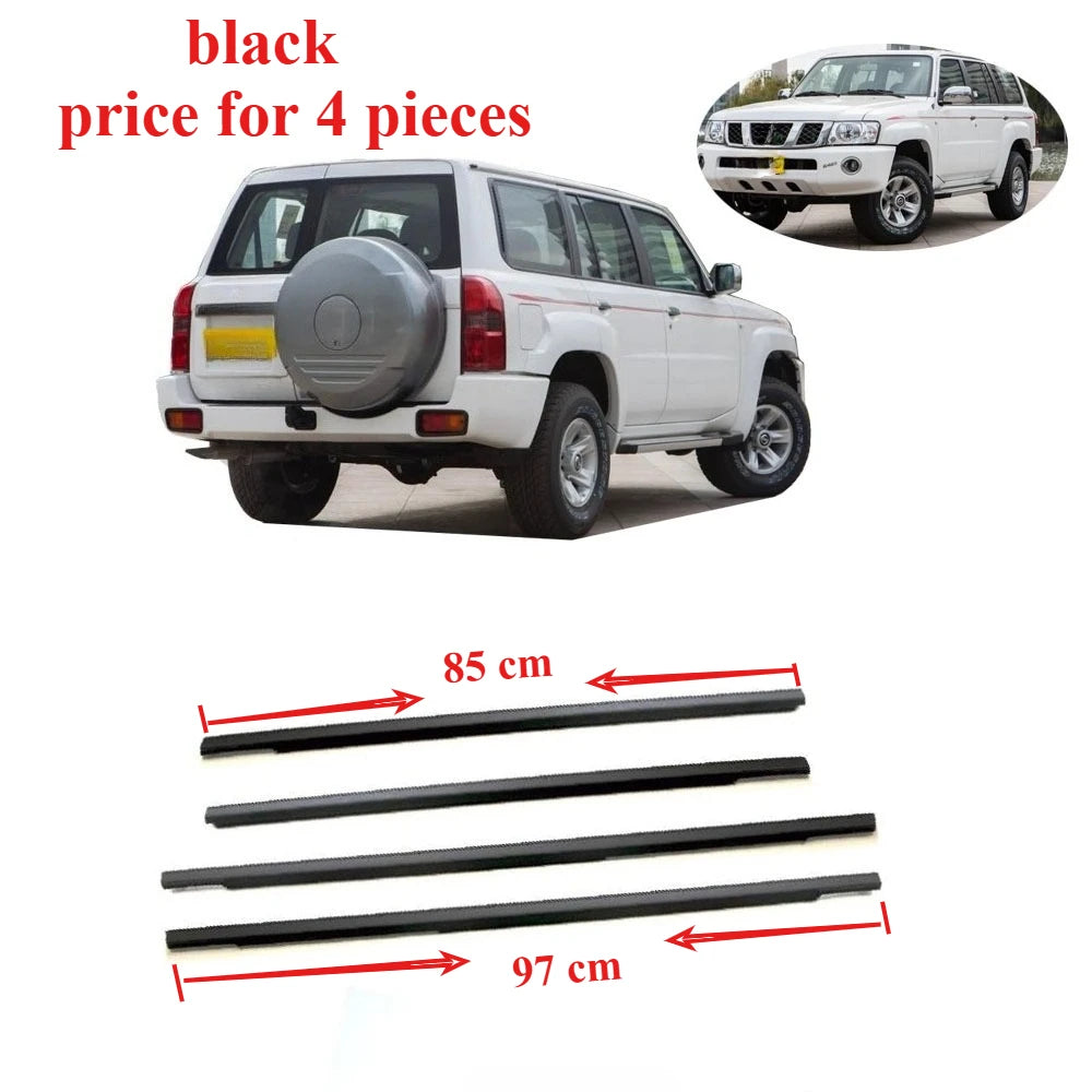 4 Pieces Black Moulding Window Door Belt Line for Nissan Patrol Y61 1995-2005 Weatherstrip Protect Rubber Seal 82820-VB000