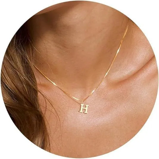 Collana con pendente in acciaio inossidabile placcato oro con lettere dell'alfabeto dalla A alla Z per donna, collane con iniziale a catena e girocollo, gioielli