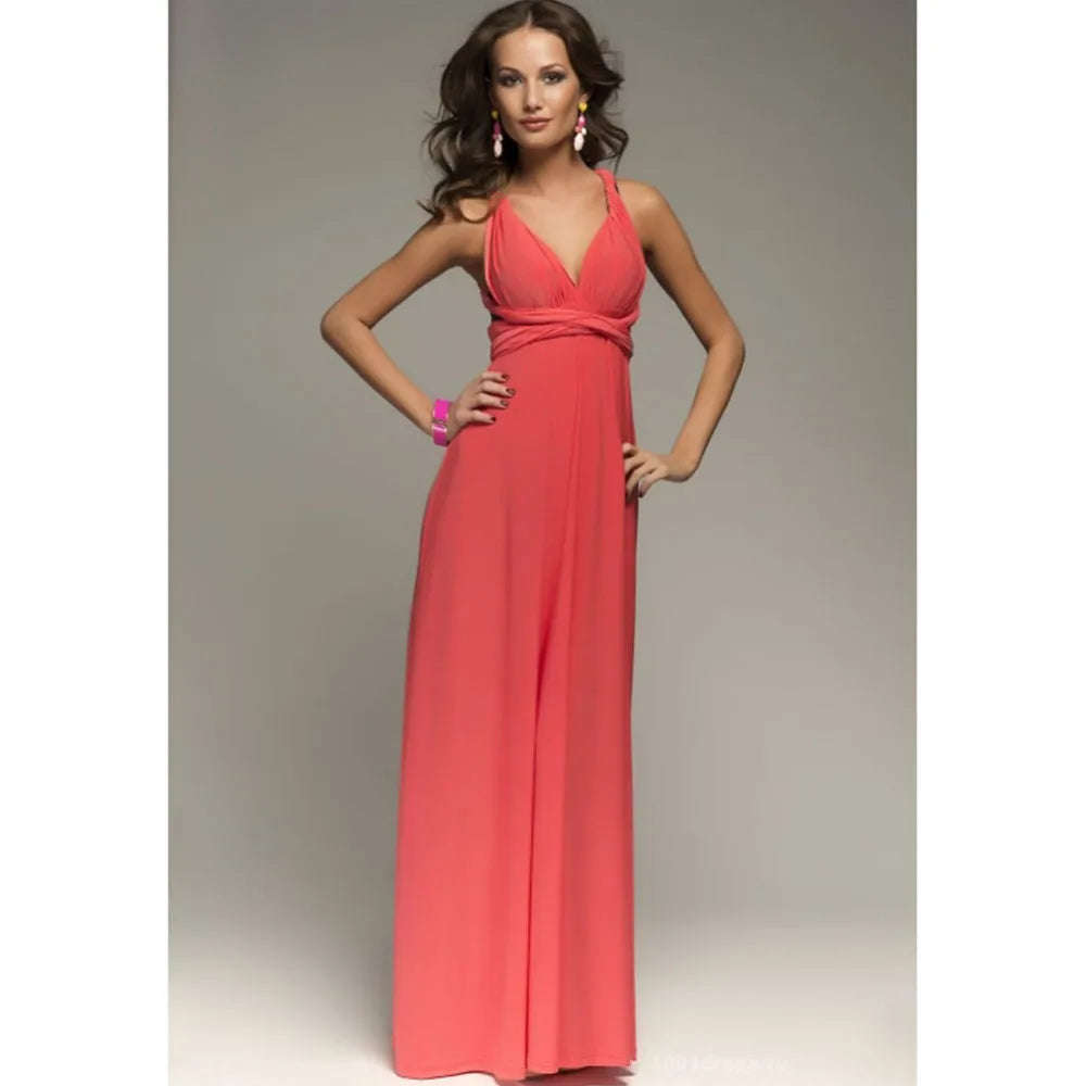 Sexy Vrouwen Multiway Wrap Convertible Boho Maxi Club Rode Bandage Lange Jurk Feest Bruidsmeisje Infinity Robe Longue Femme