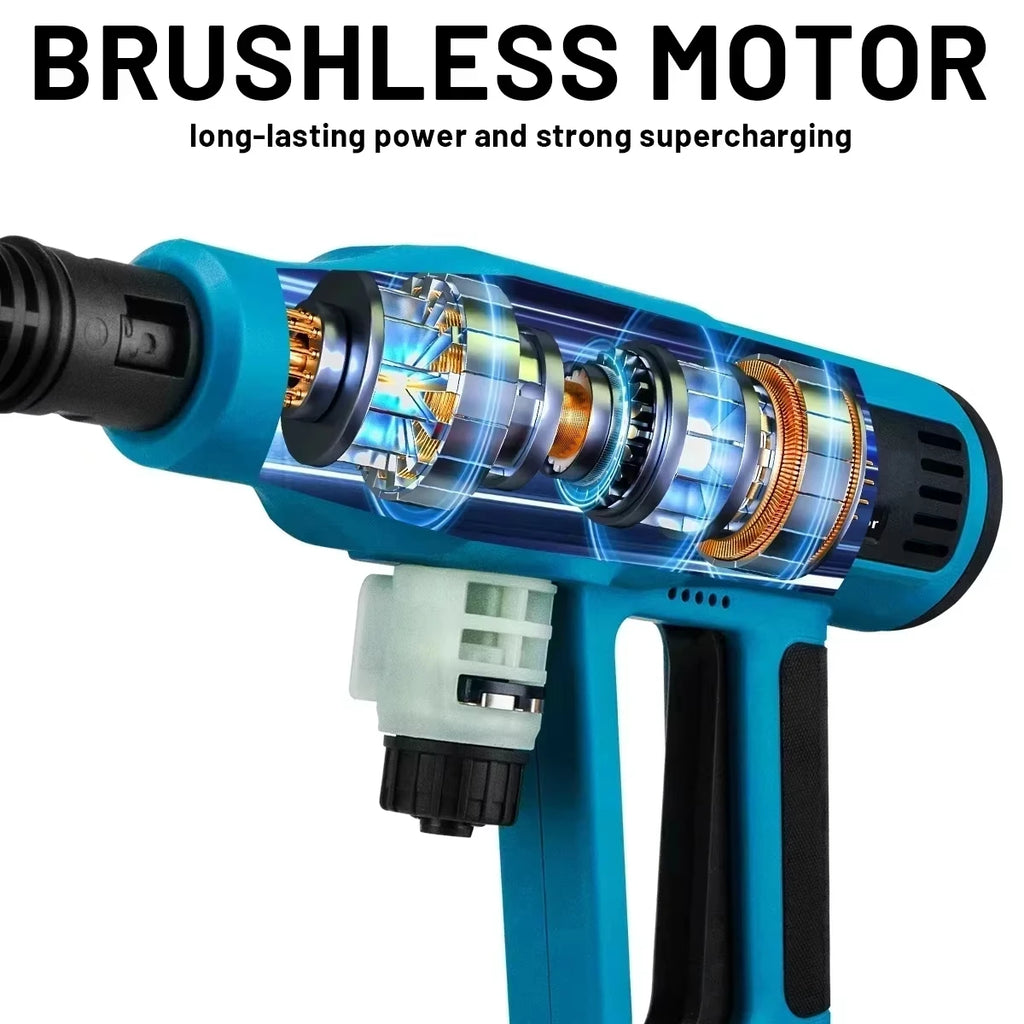 Gisam Pistola Idropulitrice Elettrica Brushless ad Alta Pressione 250 Bar, 4 Marcia, per Lavaggio Auto e Casa, compatibile con Batteria Makita 18V