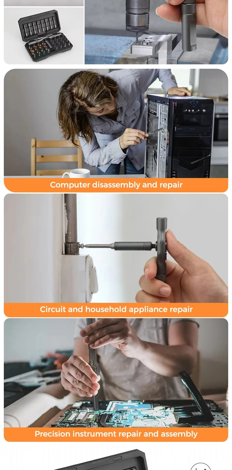 Set di cacciaviti a cricchetto magnetici senza fili 42 in 1 portatile mini maniglia kit di attrezzi di precisione per la riparazione domestica
