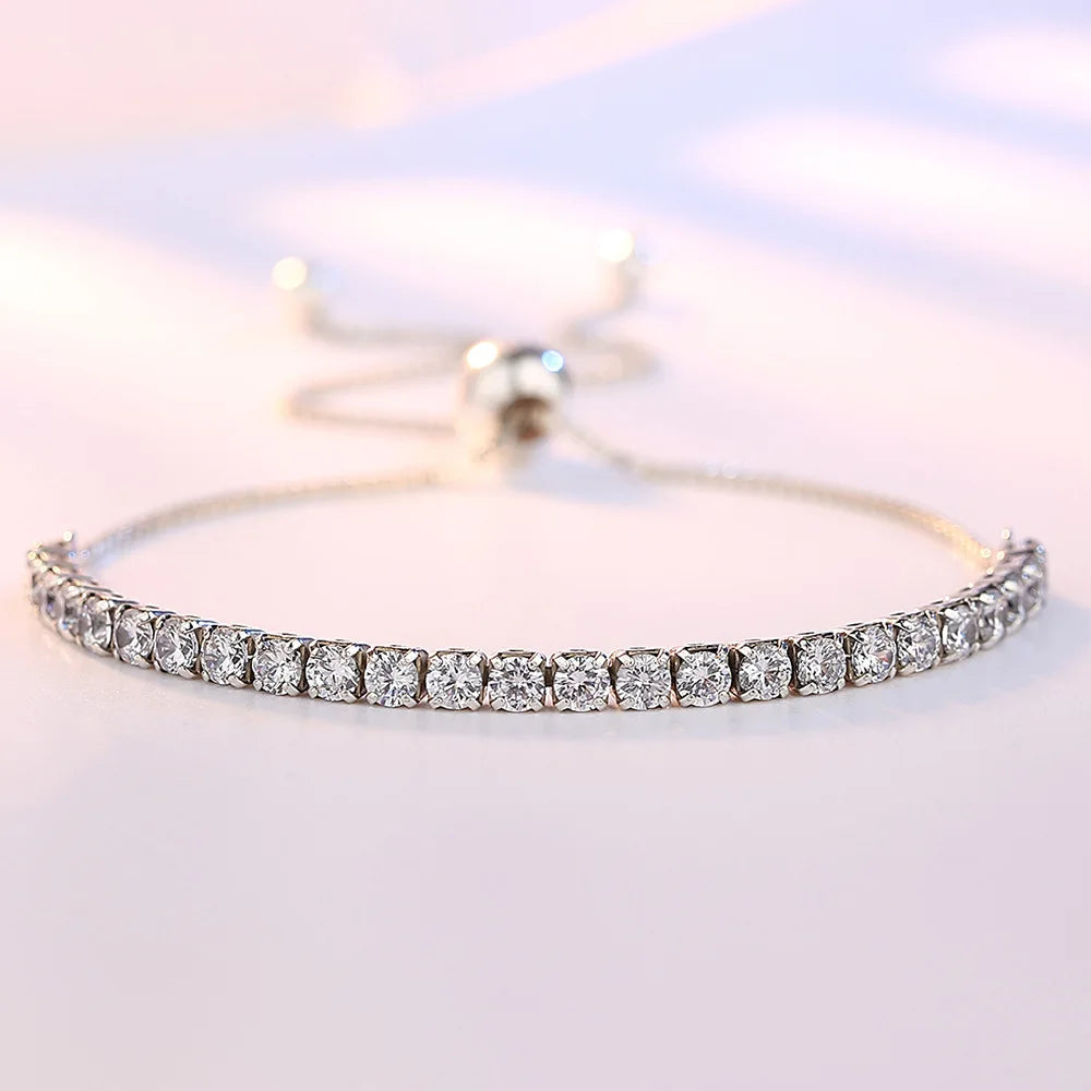 Bracciale Argento Sterling 925 Amore Elegante Zircone Tennis Catena di Cristallo per Donne Moda Nobile Fidanzamento Matrimonio Glamour