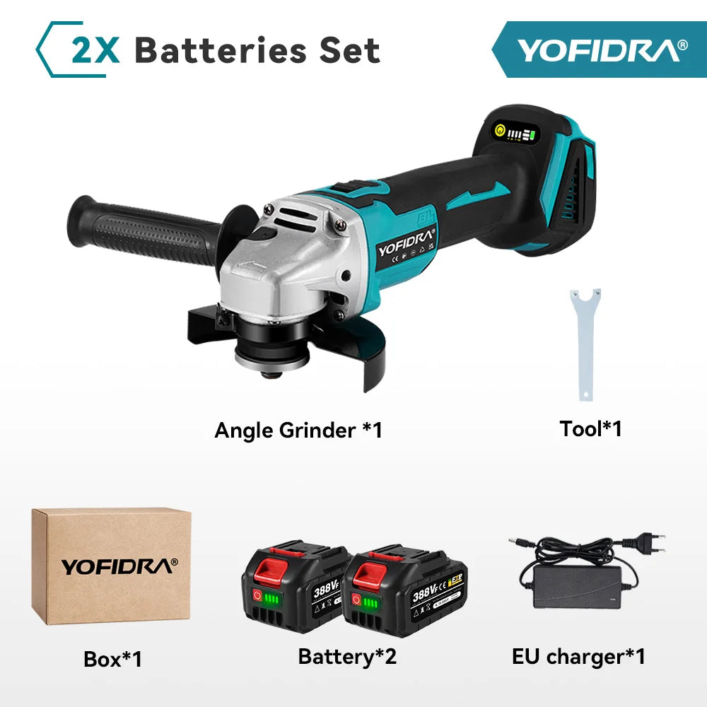YOFIDRA 125 mm 4 Versnellingen Borstelloze Elektrische Haakse Slijper Metaal Hout Slijpen Polijsten Snijden Elektrisch Gereedschap Voor Makita Accu