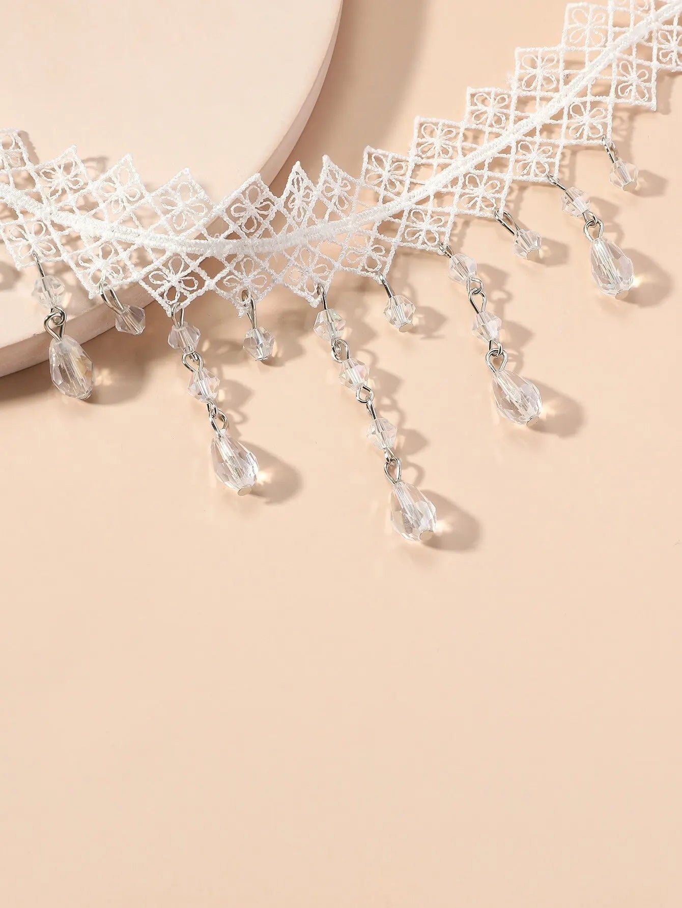1 St. Dames Prachtige Zwarte Kant Kristal Kleur Bloem Ketting Strand Reizen Vakantie Mode Klassieke Gepersonaliseerde SieradenAvondkleding