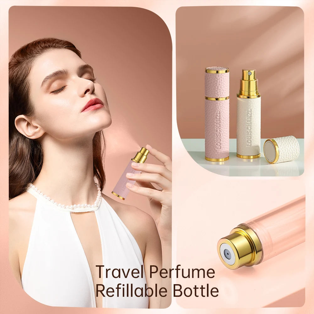 Louischanzl magnet Perfume Atomizer Bottle Portable leather Sprayer for Boarding Tight Sealing Travel Perfume Spray gift 5ml