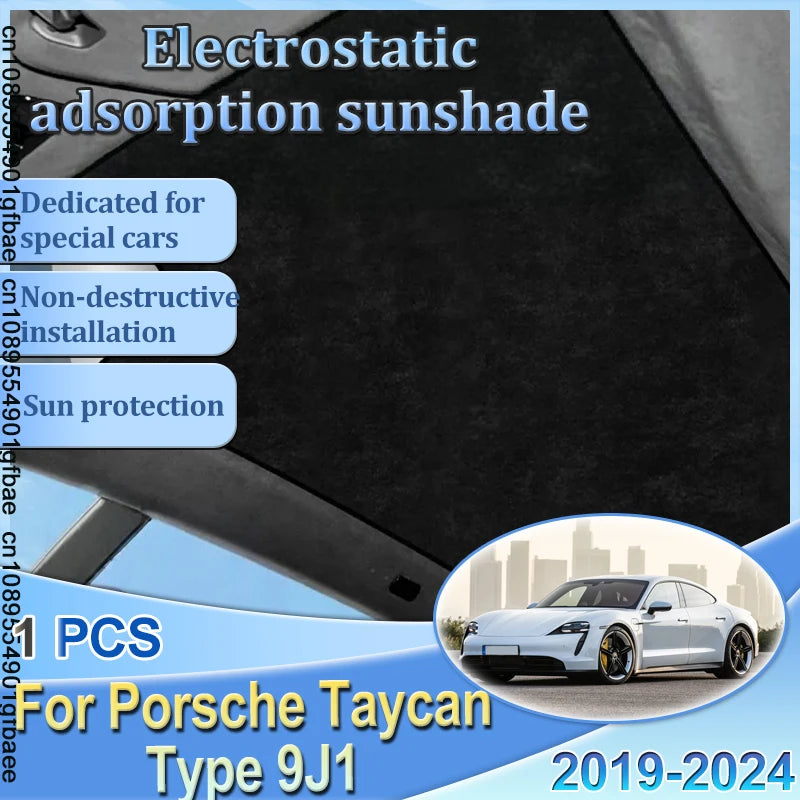 For Porsche Taycan Type 9J1 2019-2024 2022 Car Electrostatic Suede Silicone Sunshade Glass Sun Shade Protection Sunroof Cover