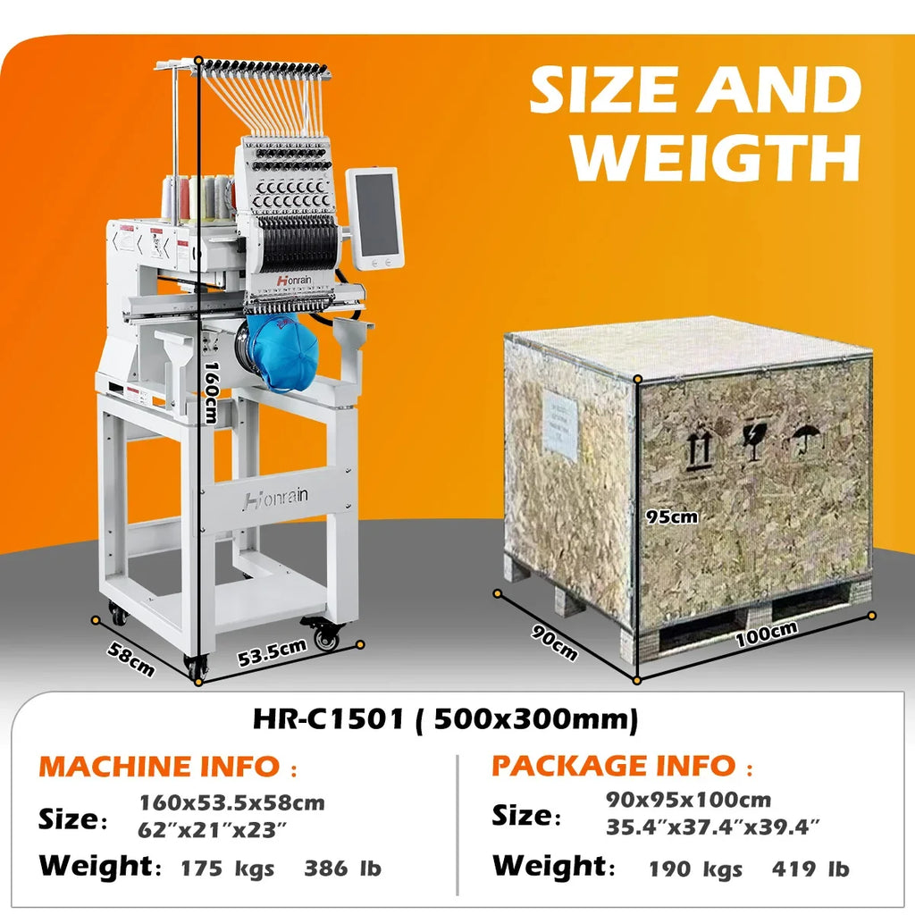 Macchina da ricamo computerizzata a testa singola multifunzione ad alta velocità per ricamo su piano, cappelli e capi pre-confezionati, direttamente dalla fabbrica