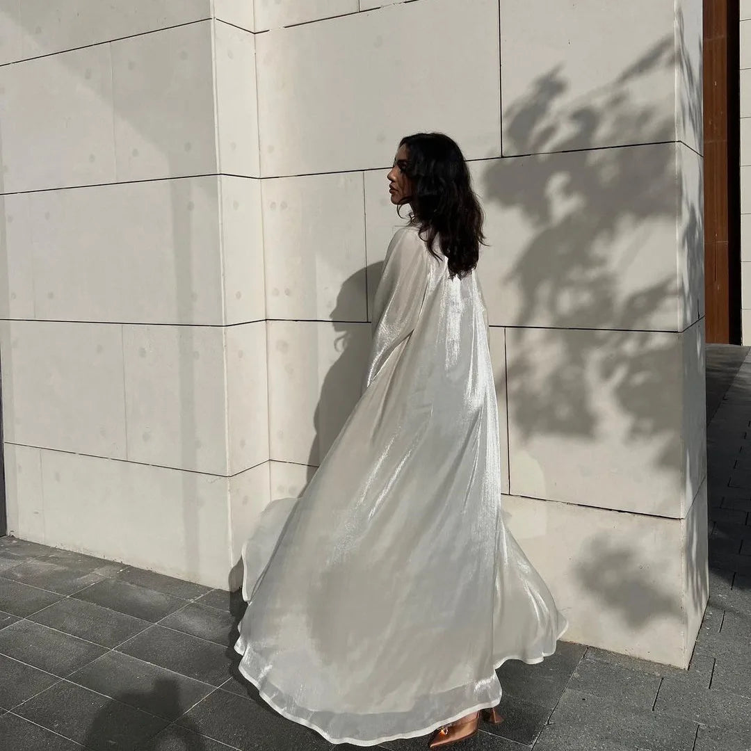 Eid Zijdeachtige Abaya's voor Vrouwen Moslim Jalabiya Ramadan Jurk met Knopen Mouwen Ramadan Kaftan Feestjurken Vestido Largo Cardigan