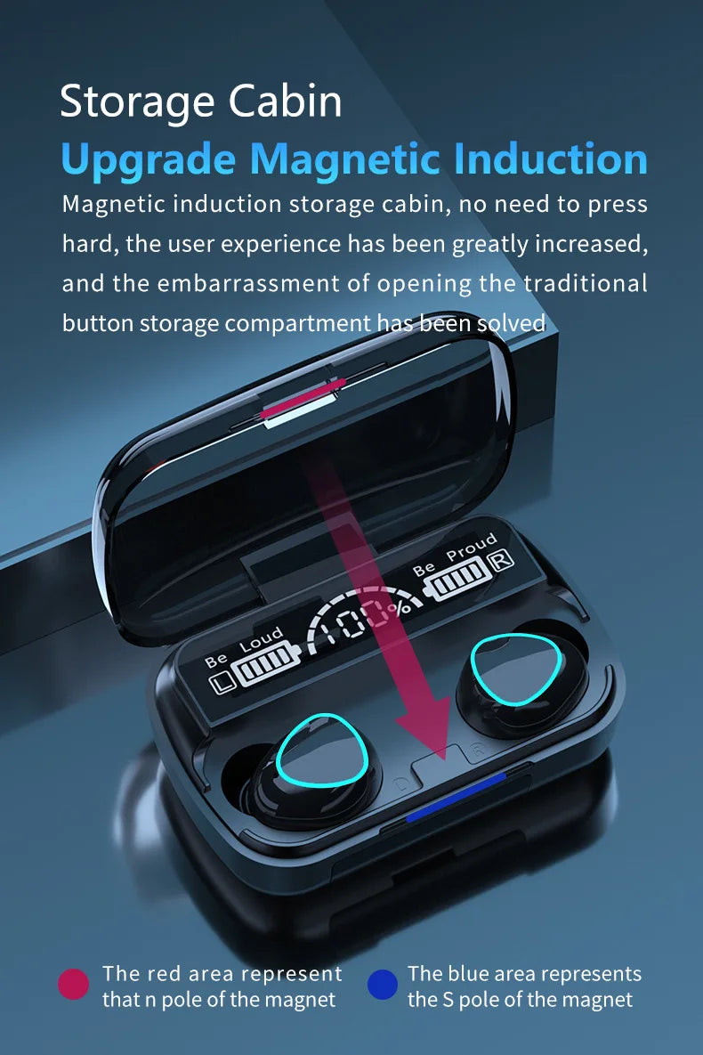 Auricolari M10 Nuovi Arrivi Cuffie Wireless Auricolari di Alta Qualità Suono Perfetto Sport Giochi Musica Cuffie BT con Power Bank