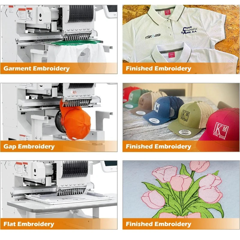 Macchina da ricamo per capi T-shirt di alta qualità, macchina da ricamo computerizzata a una testa, macchina da ricamo piatta per abbigliamento