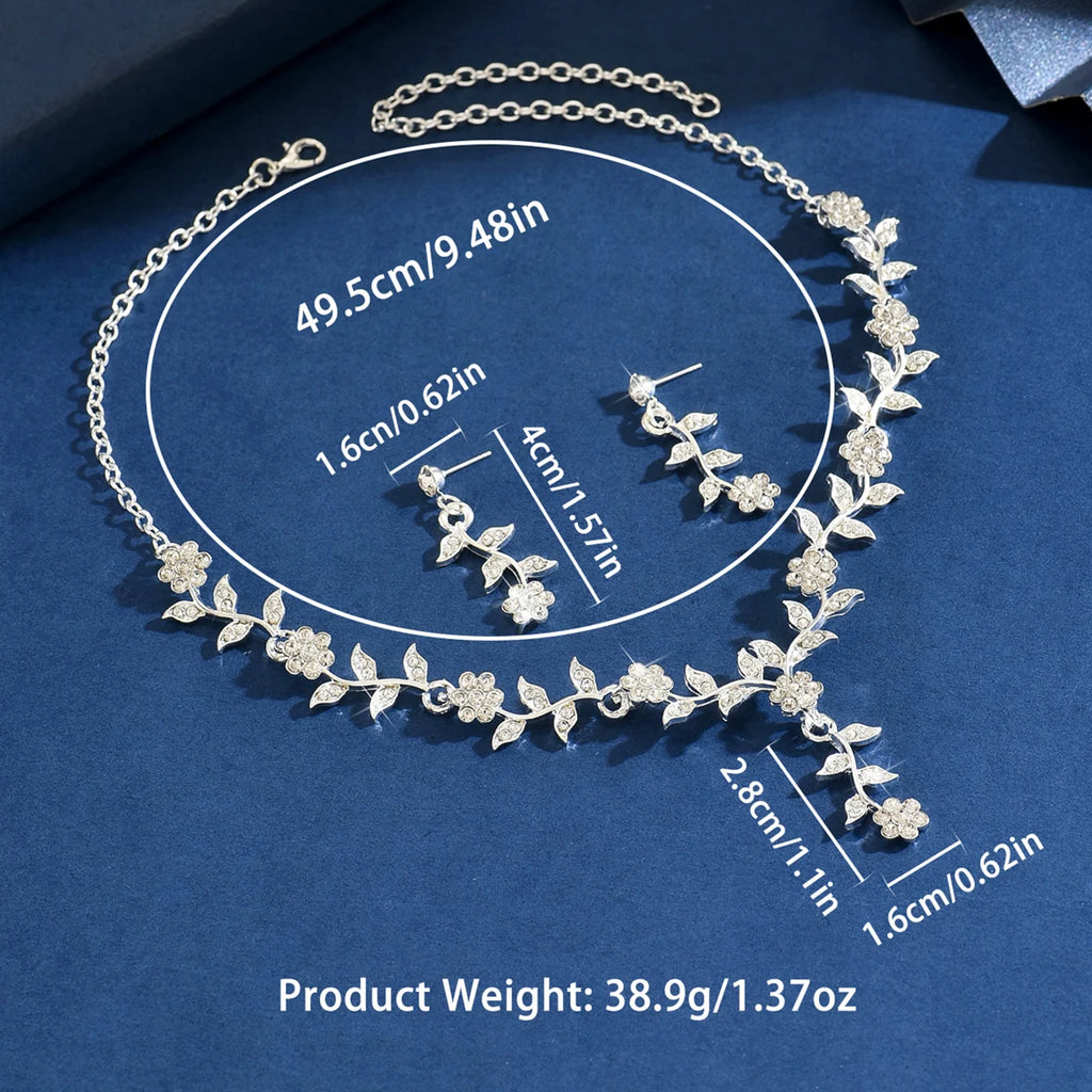 Set Gioielli da Donna 3 Pezzi con Collana e Orecchini a Fiore, Ideale per Matrimoni, Feste e Regali Festivi