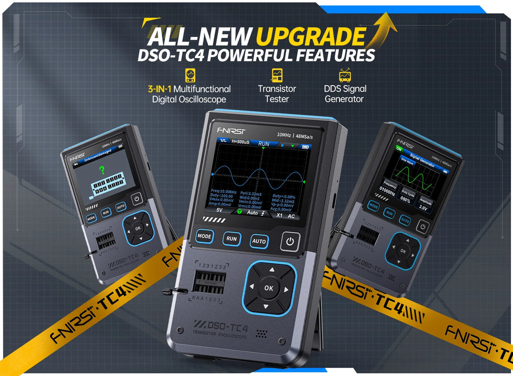 FNIRSI Nuovo DSO-TC4 DSO-TC3 Oscilloscopio Digitale Portatile 3 in 1 Tester Transistor Generatore di Segnale Strumenti di Test Elettronici Portatili