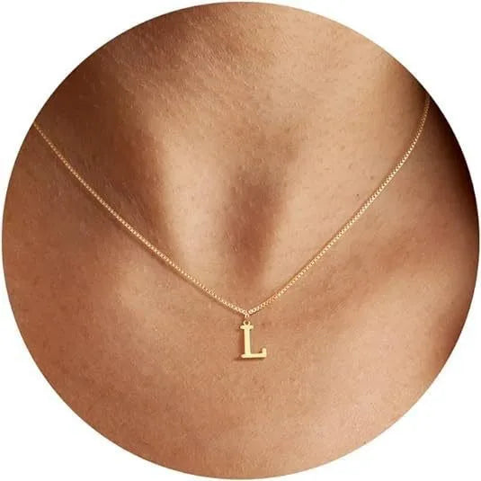 Collana con pendente in acciaio inossidabile placcato oro con lettere dell'alfabeto dalla A alla Z per donna, collane con iniziale a catena e girocollo, gioielli