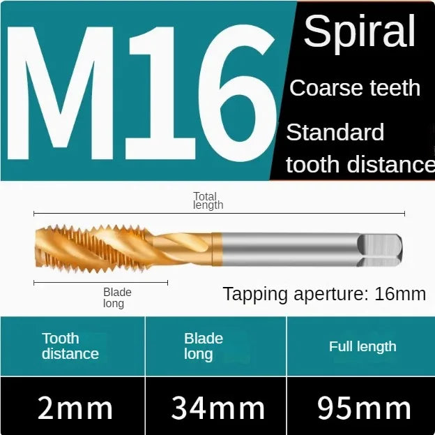 Titanium coated spiral tap extrusion tap tip tap tapping m2m2.5m3m4m5m6m8m10m12m14m16m18m20m22m24
