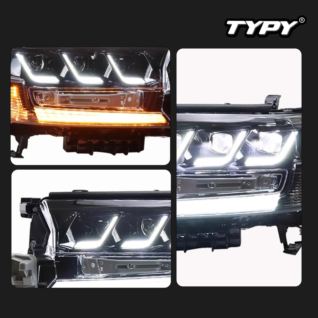Car For Toyota Land Cruiser Headlight 2016-2021 Upgrade Modified to New DRL Dynamic Turn Signal LED Headlight Auto Accessories