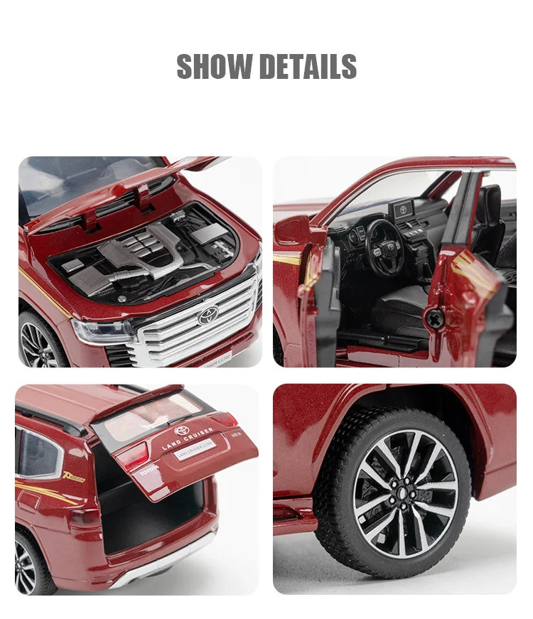 1/32 Toyota Land Cruiser LC300 Prado SUV Alloy Car Model Diecast Metal Toy Off-road Vehicles Car Model Sound and Light Kids Gift