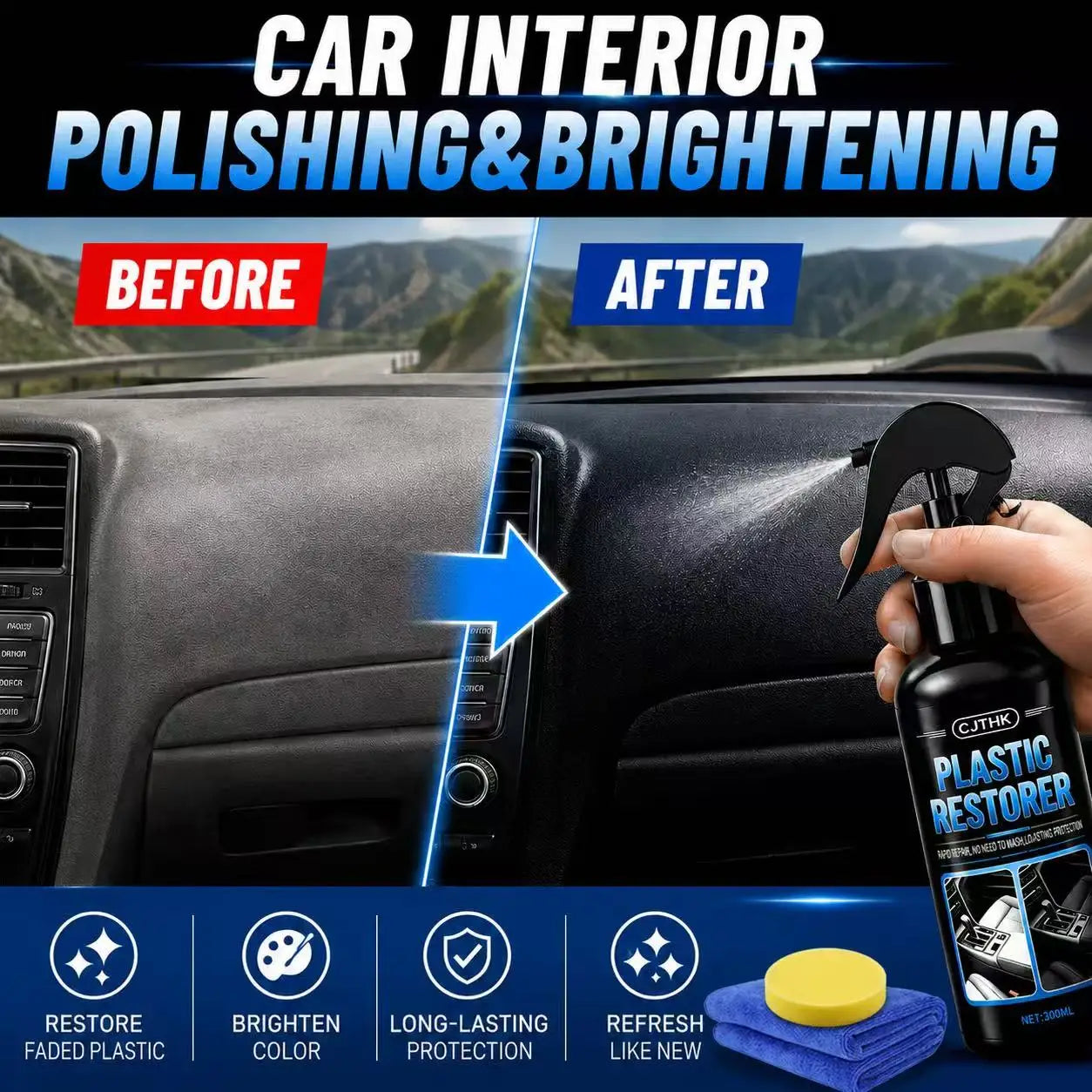 Car Plastic Restorer Back To Black Gloss Auto Plastic Leather Renovator Long Lasting Coating Liquid Auto Polish Repair Products