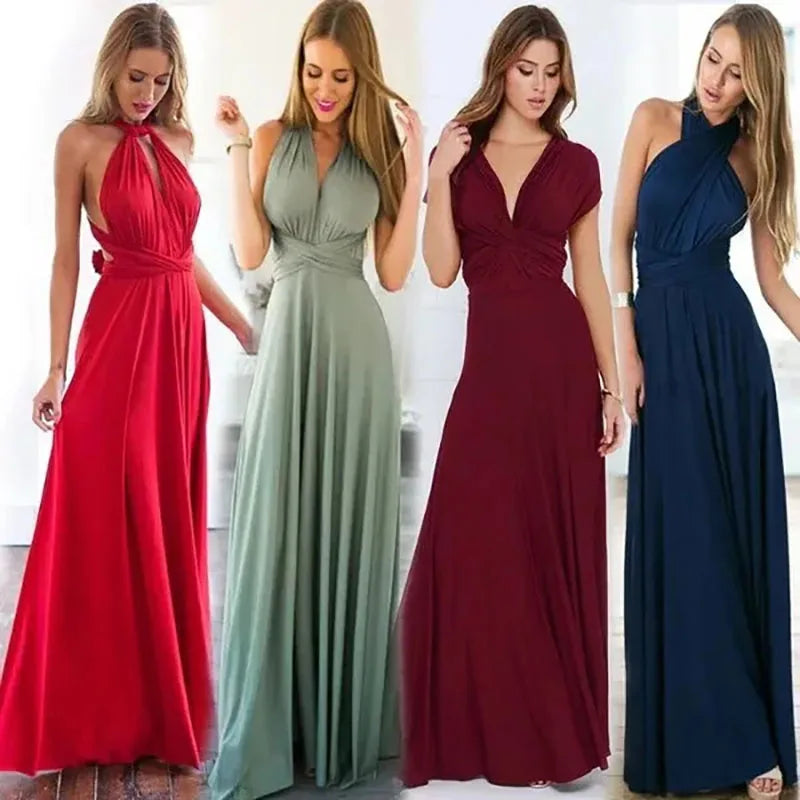Sexy Vrouwen Multiway Wrap Convertible Boho Maxi Club Rode Bandage Lange Jurk Feest Bruidsmeisje Infinity Robe Longue Femme