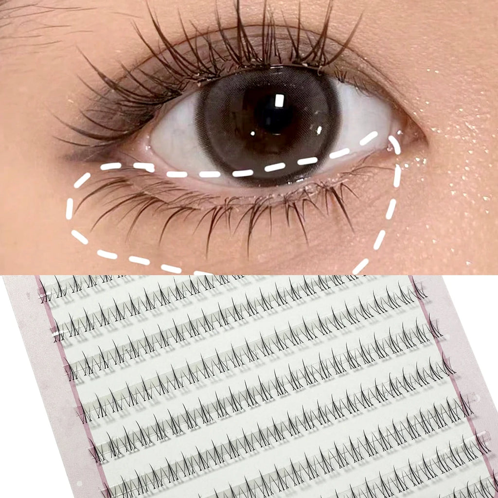 10 rijen wimperverlenging onder de wimpers, professionele make-up, individuele clusterwimpers, valse wimpers