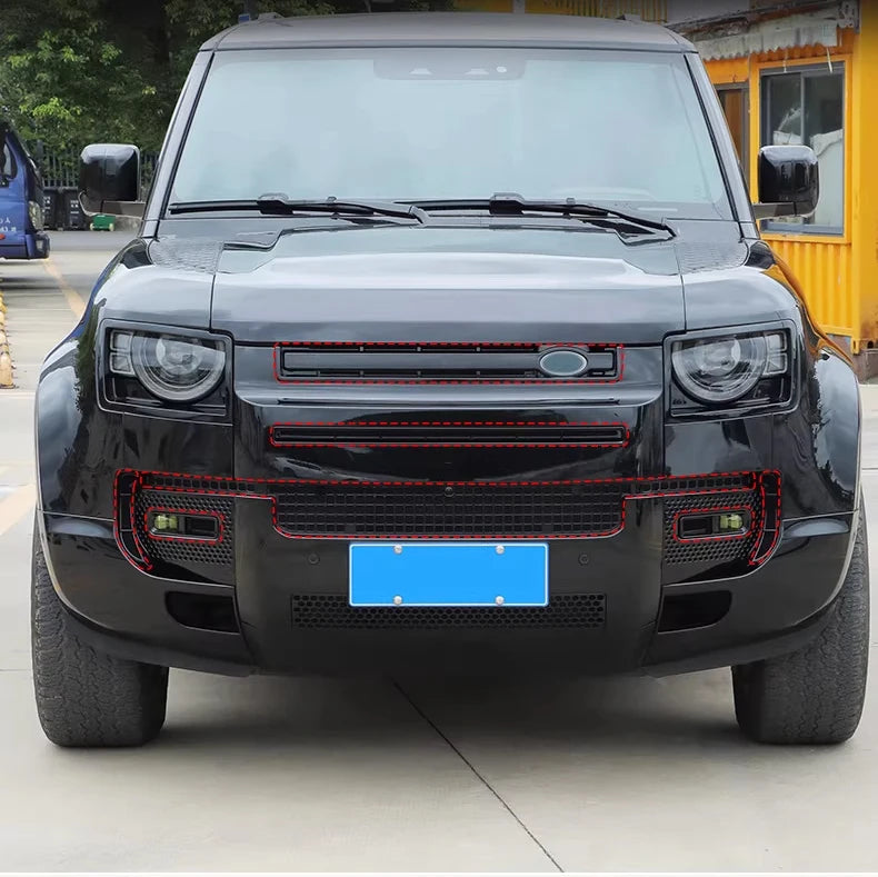 9-piece For Land Rover Defender 90 110 130 Water Tank Cover Racing Grid Protective Net Condenser lossless installation Accessory