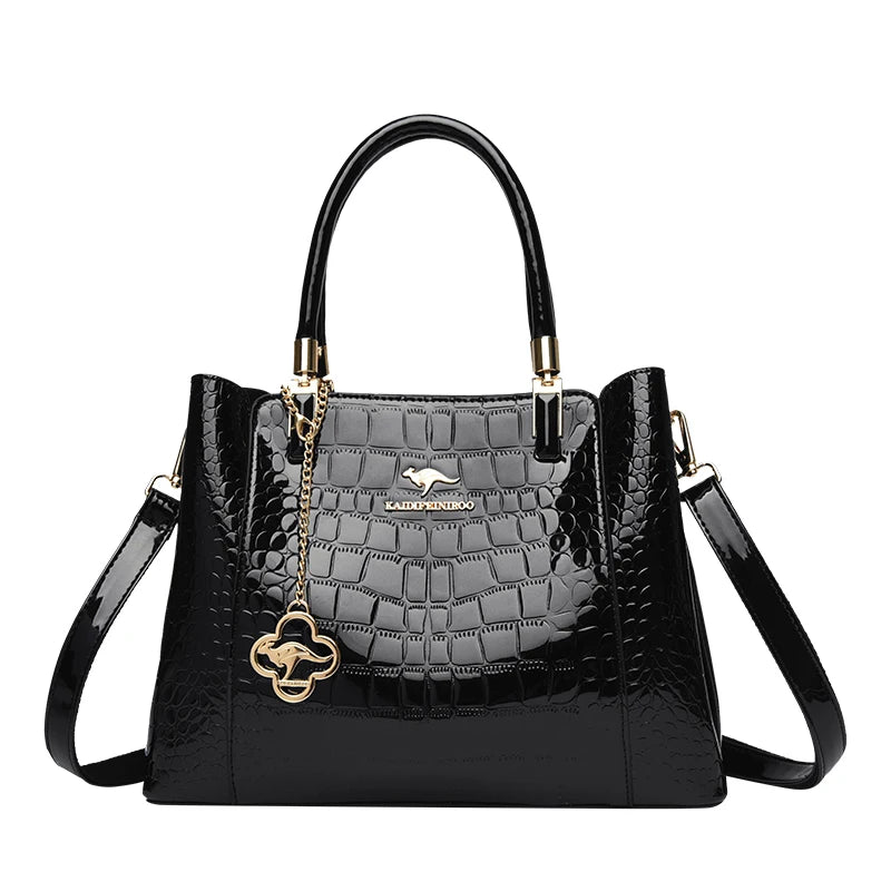 KAIDIFEINIROO Borsa a tracolla casual con marchio Kangaroo in pelle PU ad olio Borsa a mano da donna Borsa a tracolla a grande capacità a tre strati
