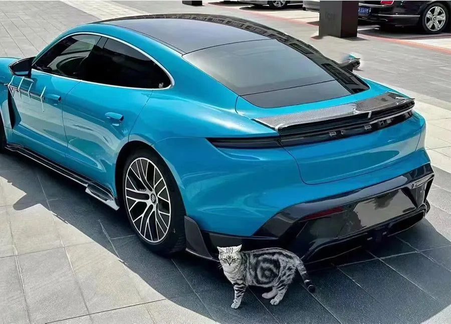 For Porsche Taycan Carbon fiber Diffuser rear bumper diffuser spoiler rear lip Shunt Car parts MS style upgrade body kit