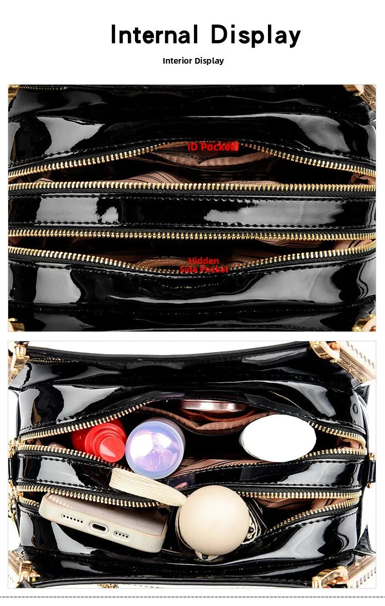 Borsa a tracolla alla moda da donna con motivo coccodrillo, per lavoro, pendolarismo, grande a conchiglia, apertura con cerniera, guscio rigido