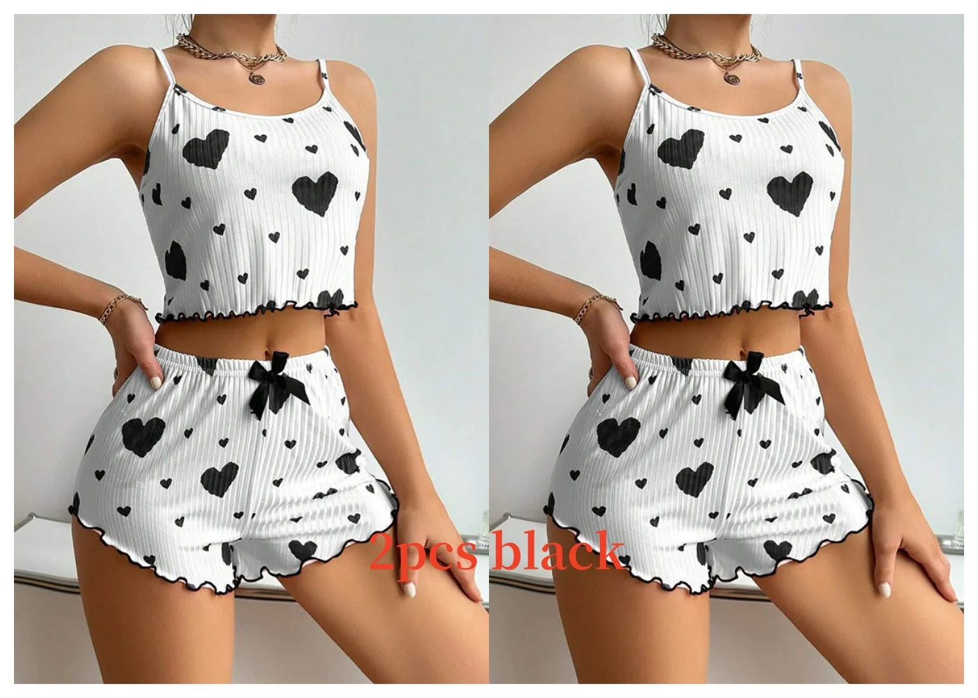 Dames Pyjamaset Nachtkleding 2-delig Korte Tanktops En Shorts S M L Wit Ventilerend Zacht Casual Liefdesprint